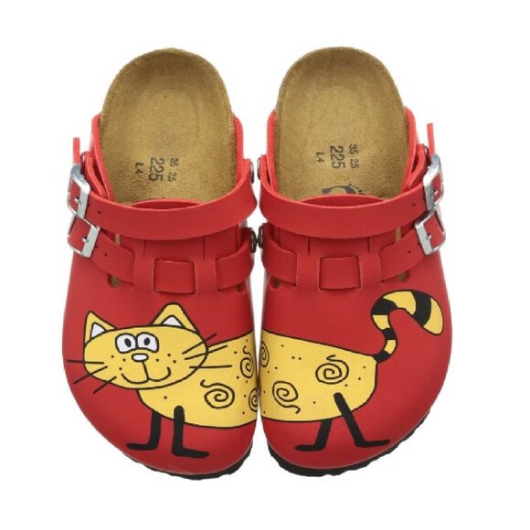 Birki's Unisex Originak Kay Clogs, Red Cat Bridget, 32 EU Narrow - Picture 1 of 2